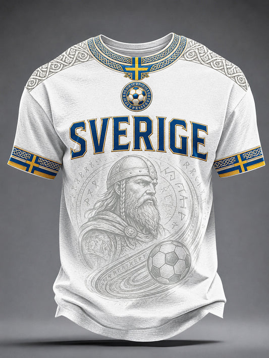 Herre Retro Svensk Fotball Fan Kunsttrykk Avslappet T-skjorte