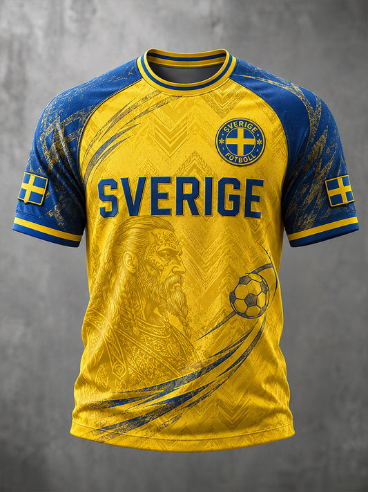 Herre Retro Svensk Fotball Fan Kunsttrykk Avslappet T-skjorte