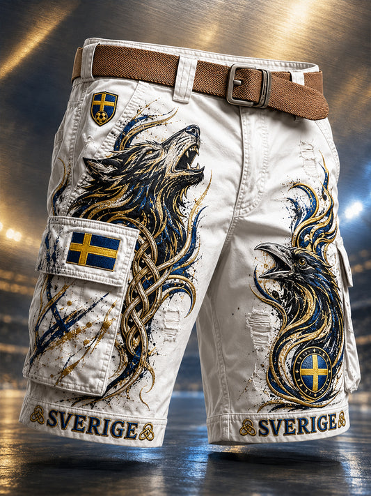 Herre Retro Svensk fotballfan Kunsttrykk Avslappede Shorts