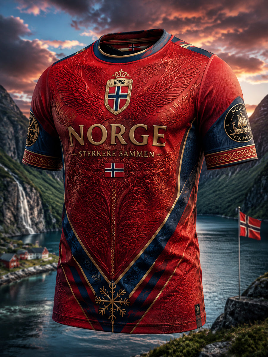Retro norsk fotballdrakta lappeverks- T-shirt