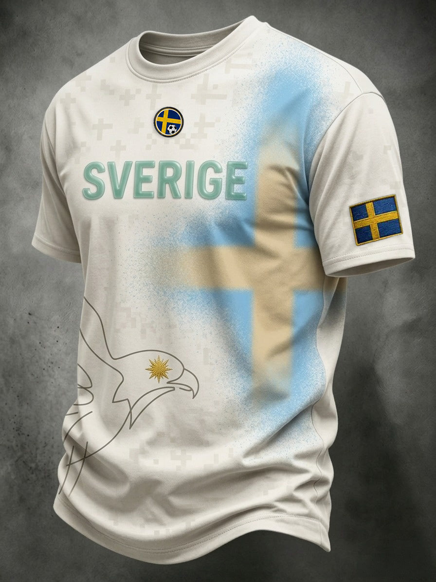 Herr Retro Sverige Fotbollskärlar 2026 Skriv ut kortärm T-shirt