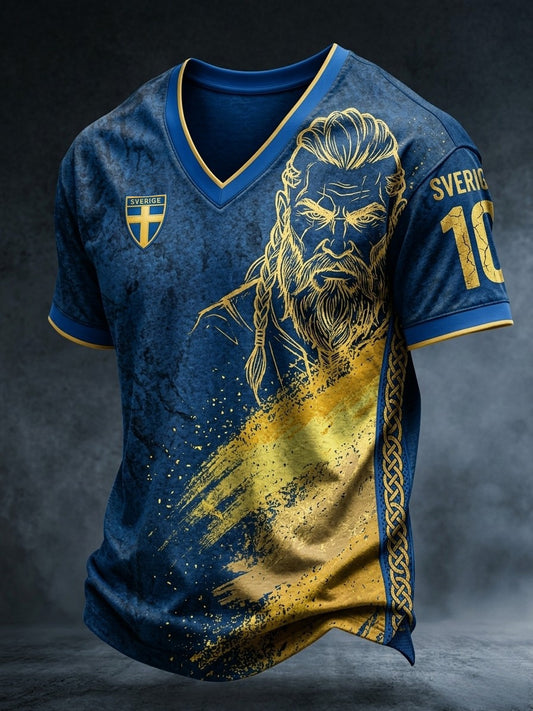 Herrer Retro Svensk Fotball-lærd 2026 Trykt Avslappet T-skjorte med Kort Erme