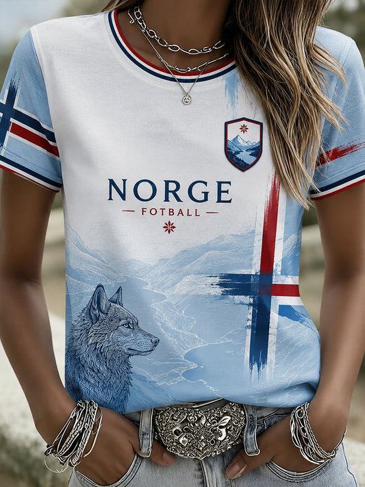Retro norsk fotballsupporterkunsttrykk, uformell t-skjorte