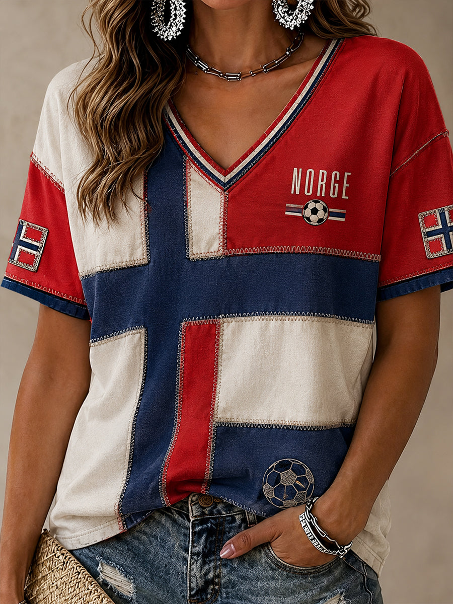 Retro norsk fotballfan-kunsttrykk, uformell t-skjorte