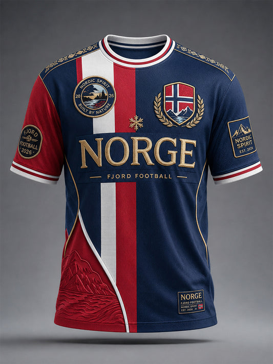 Retro norsk fotballsupporterkunsttrykk, uformell t-skjorte