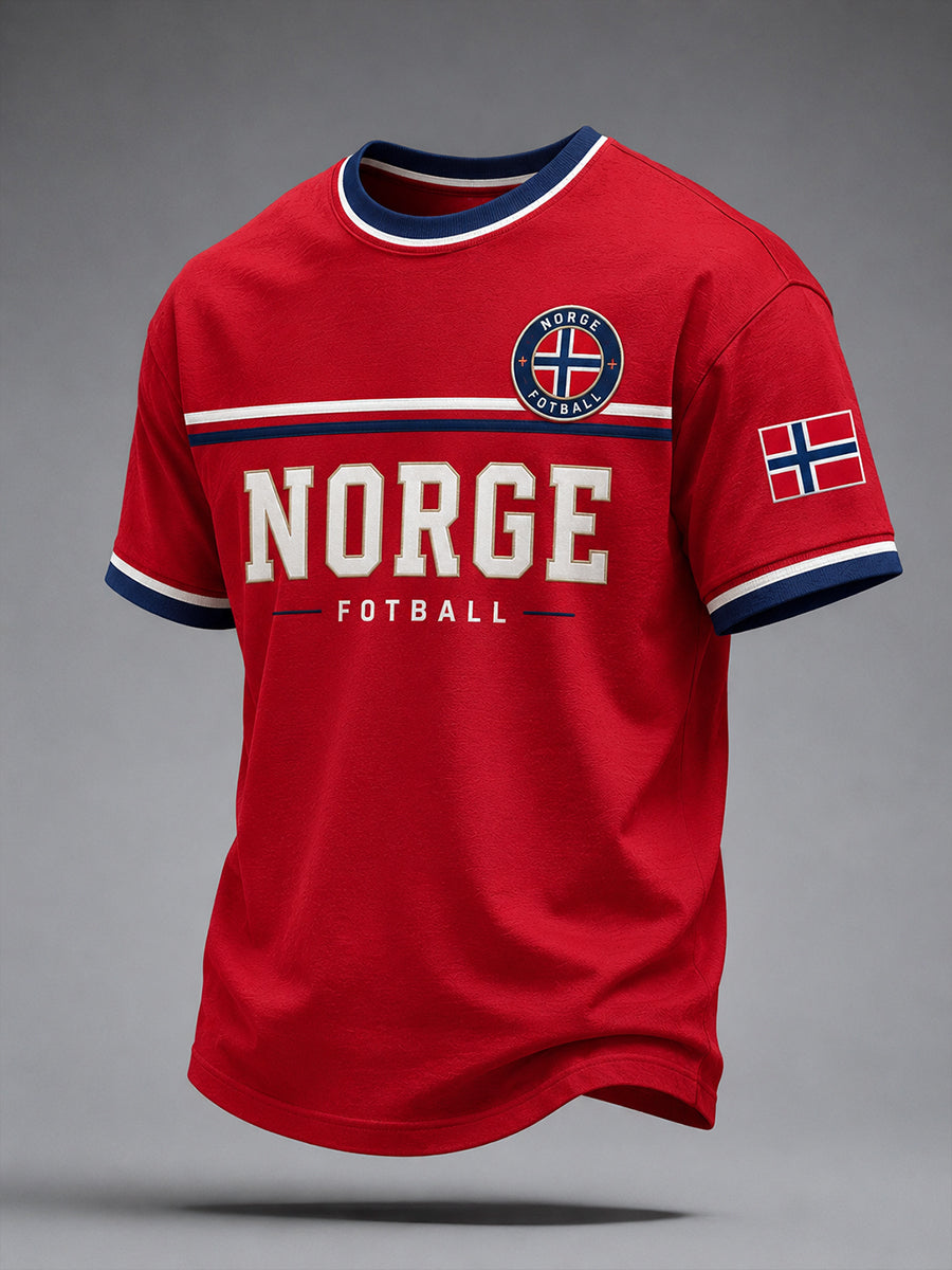 Retro norsk fotballfan-kunsttrykk, uformell t-skjorte