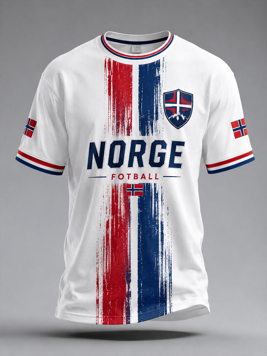 Retro norsk fotballfan-kunsttrykk, uformell t-skjorte