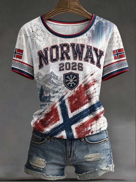 Damefotball i Norge T-skjorte i sportsstil