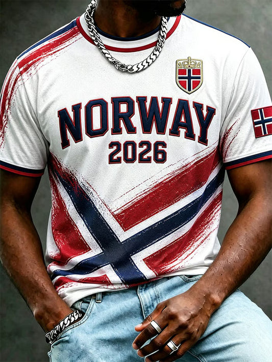 Herrer Norge Fotball Fritids Sportstil Unisex T-skjorte