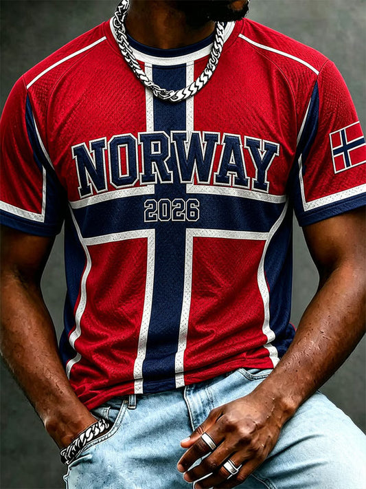Herre Norge Fotball Fritids Sportsklær Unisex T-skjorte