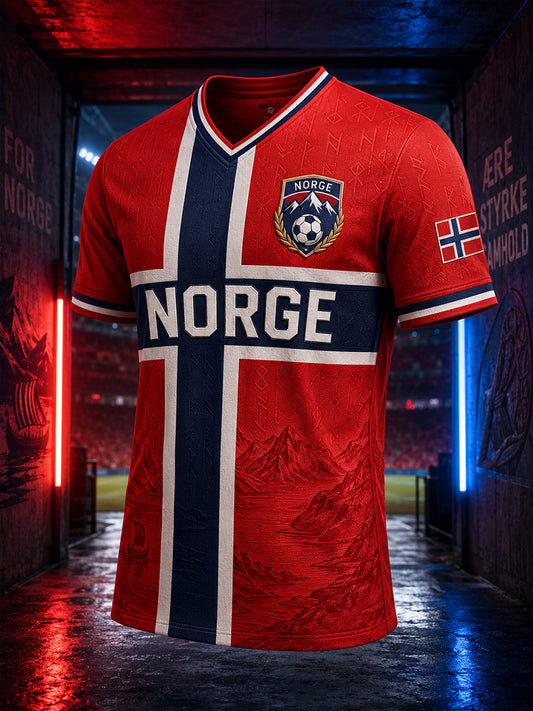 Retro norsk fotballfan-kunsttrykk avslappet drakt