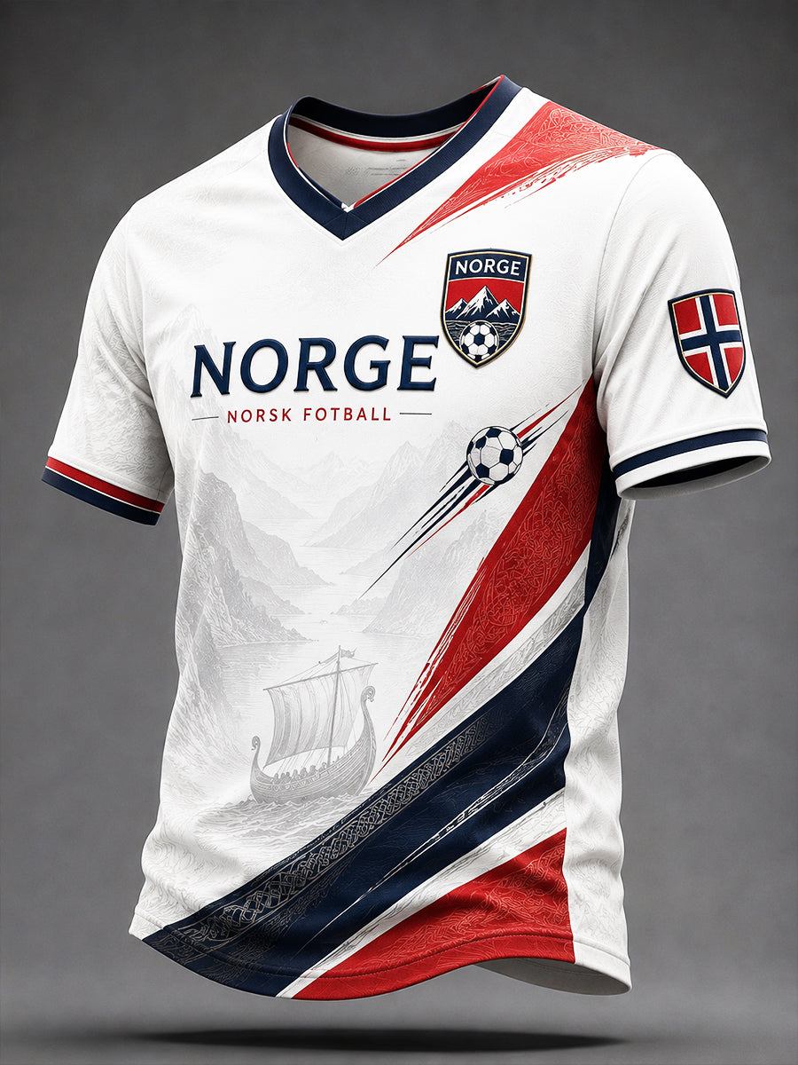 Retro norsk fotballfan-kunsttrykk avslappet drakt