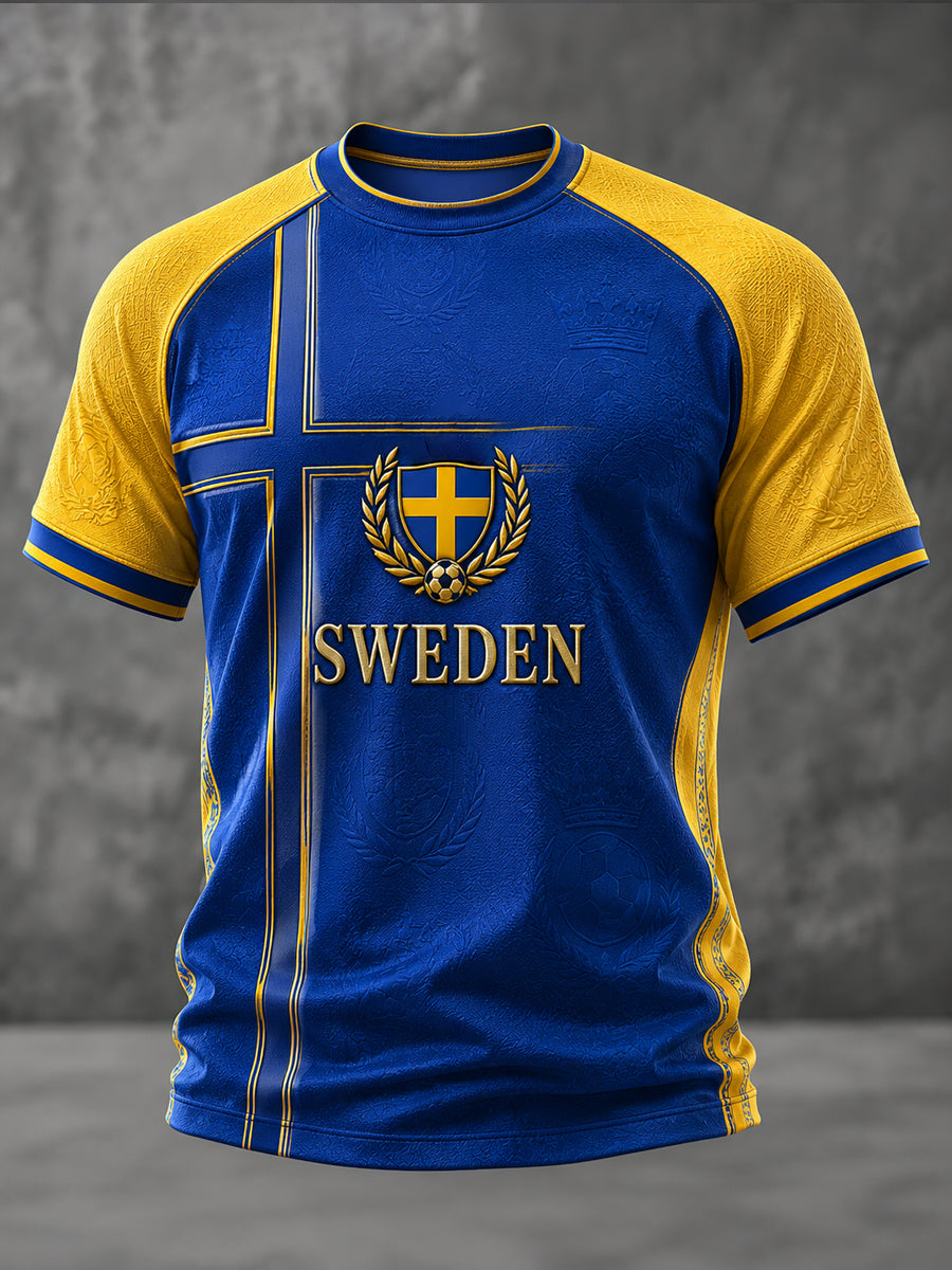 Herrligan svensk fotboll tryckt ledig t-shirt med korta ärmarna