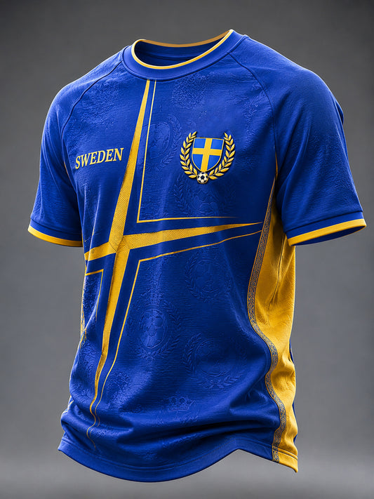 Mäns svensk fotboll Tryck Casual korta ärmar t-shirt