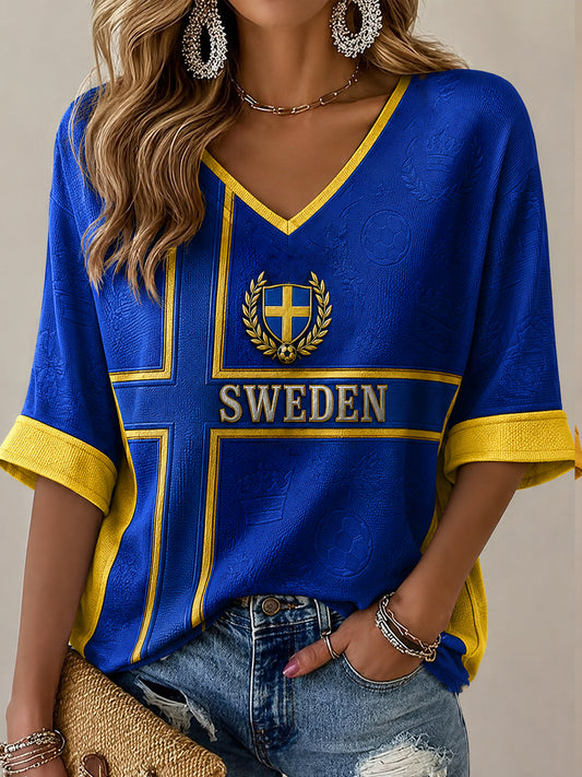 Kvinnors fotboll Tryck Casual T-shirt