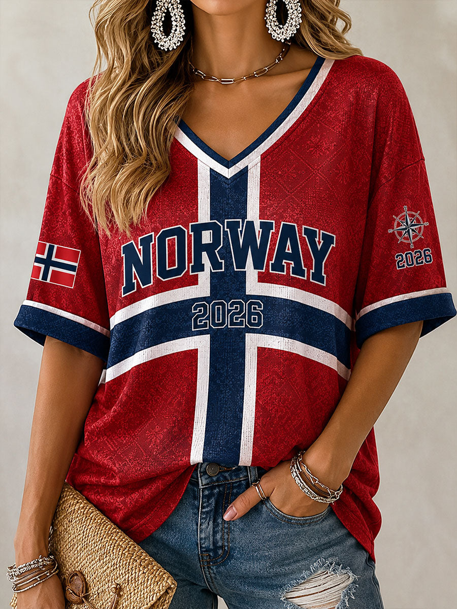 Kvinnelig Norge Fotball Fritids Sportstil Vafler T-skjorte