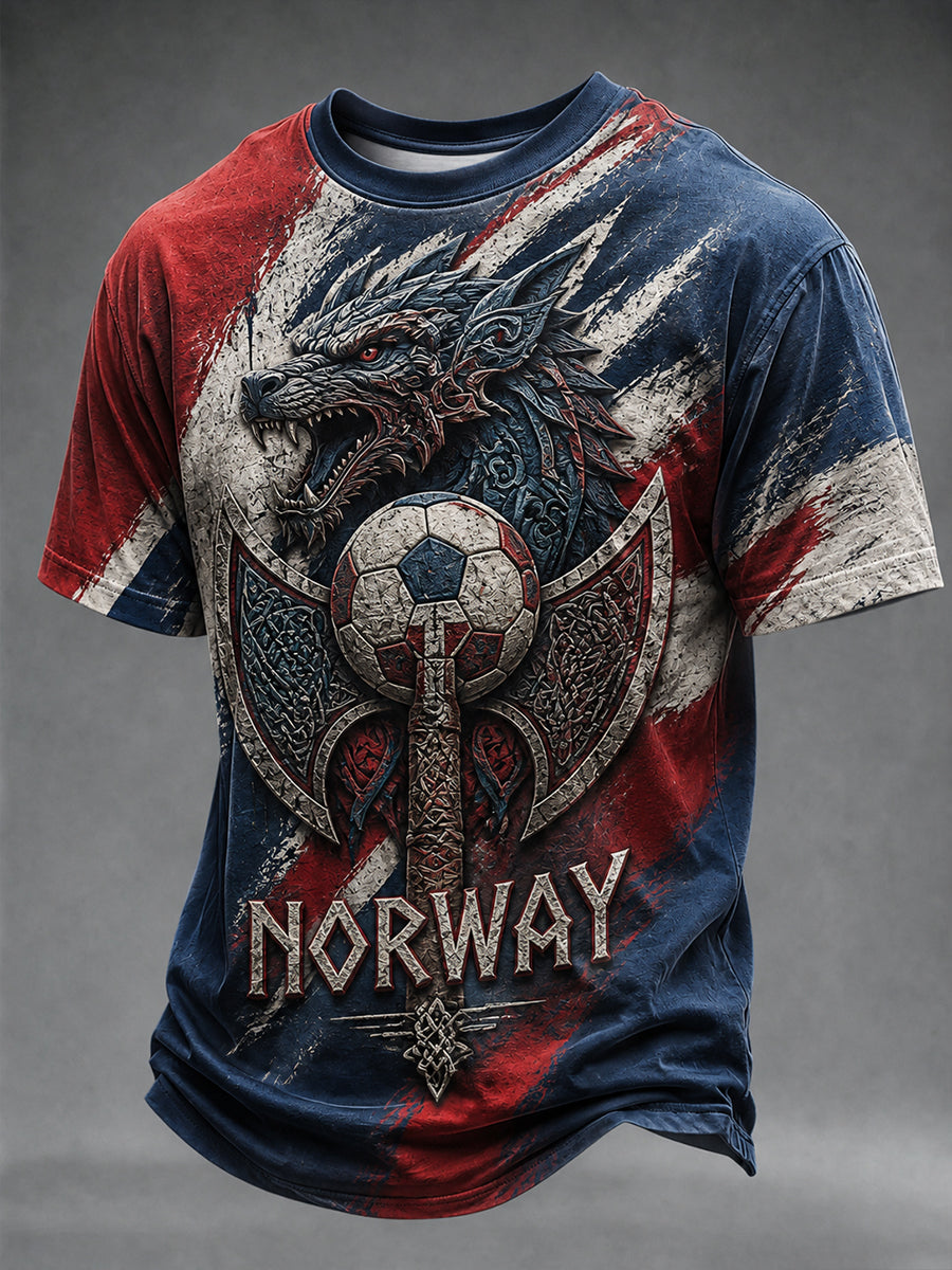Menns Norge fotballfan-design t-skjorte