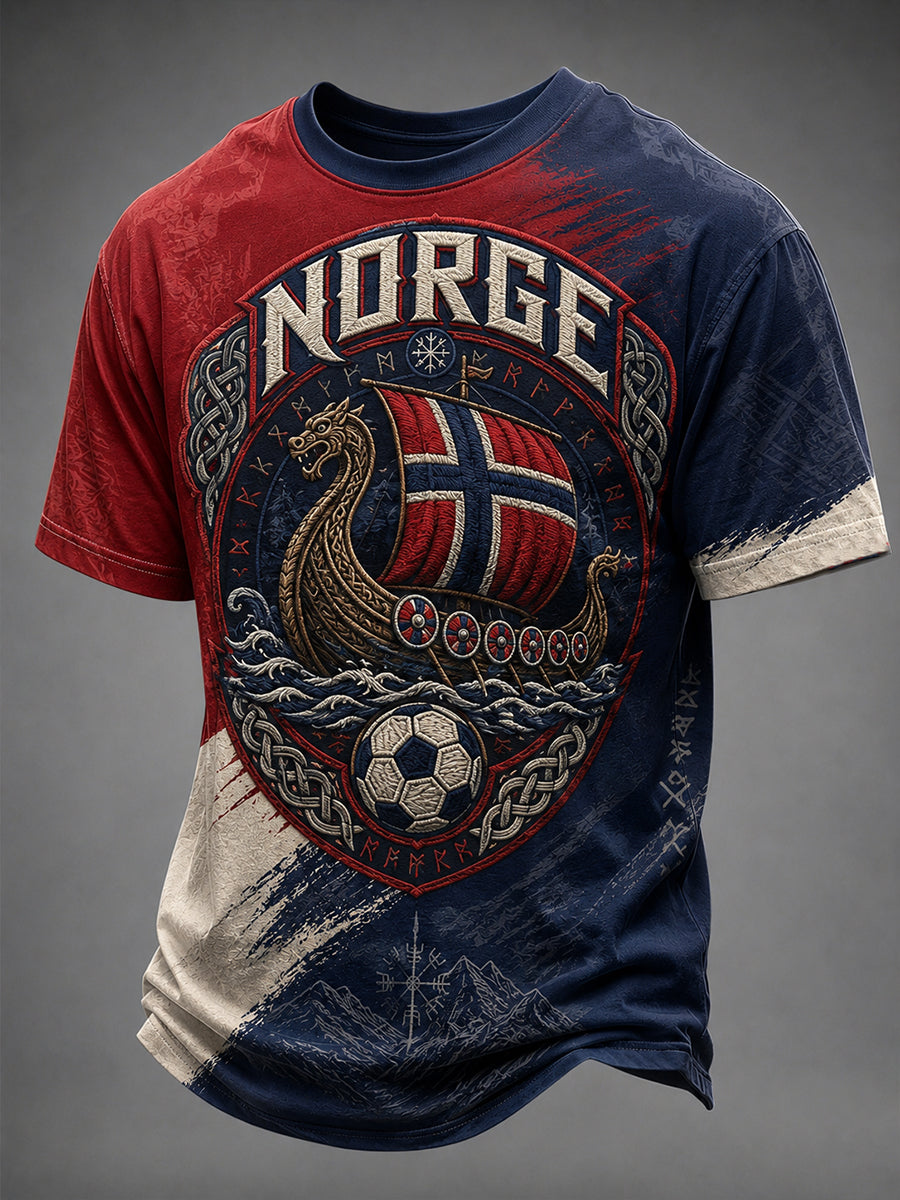 Menns Norge fotballfan-design t-skjorte