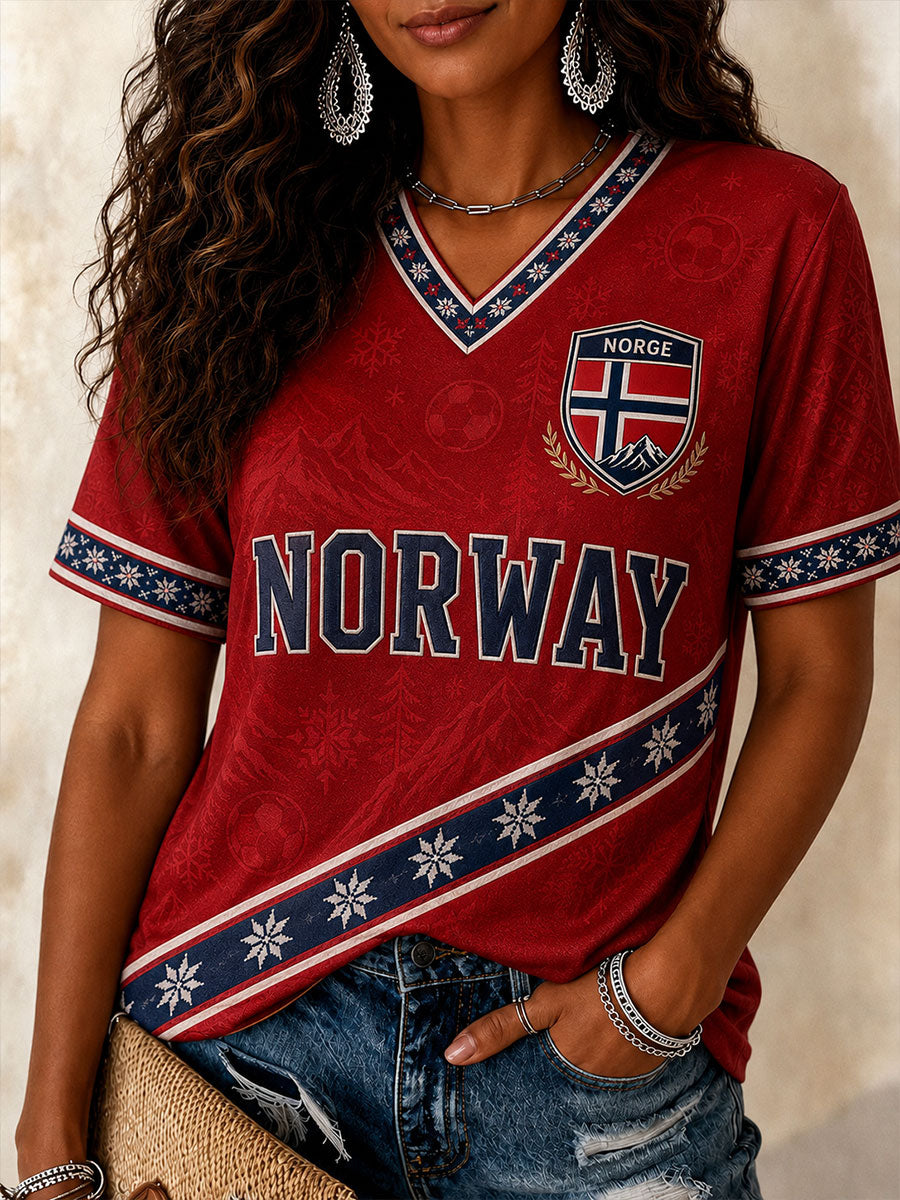 Kvinner Norge Fotball T-skjorte med korte ermer