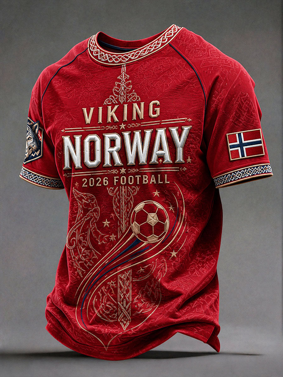 Herre-T-skjorte med fotballdesign for Norge 2026