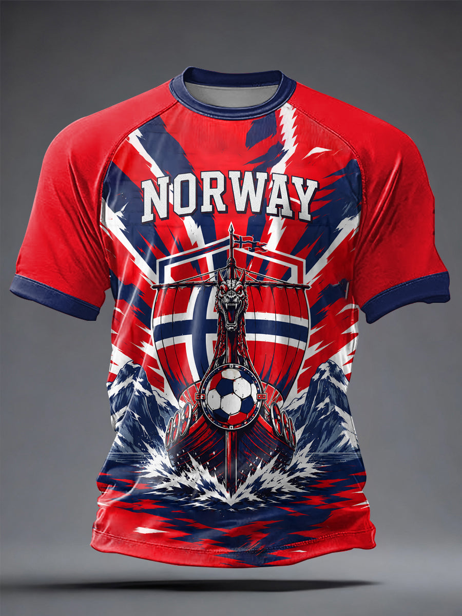 Menns norge fotball trykt Casual korte ermer t-skjorte