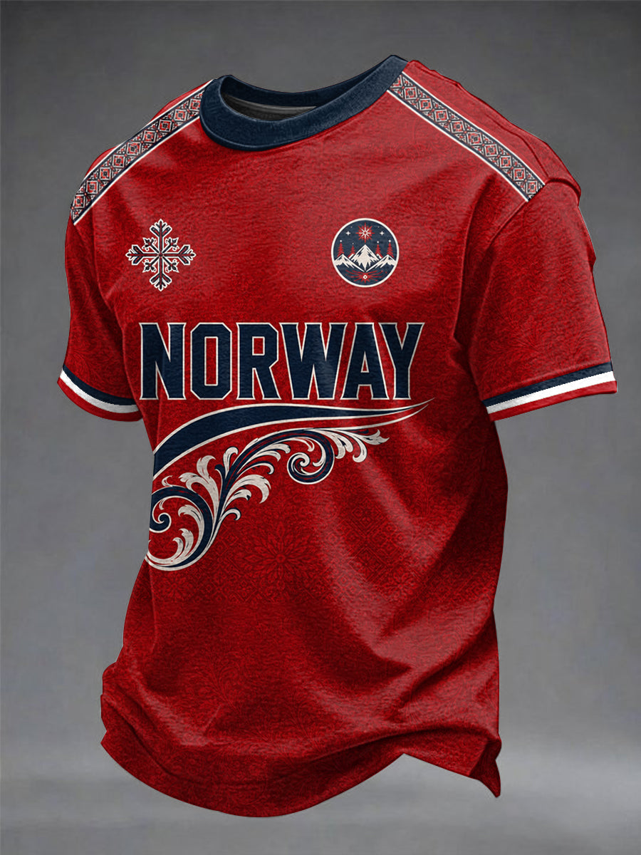 Menns Norge Fotball Trykt T-skjorte