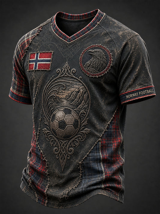 Retro norsk fotballfan-kunsttrykk, avslappet t-skjorte