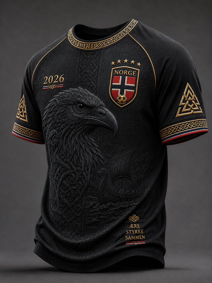 Retro norsk fotballfan-kunsttrykk, avslappet t-skjorte