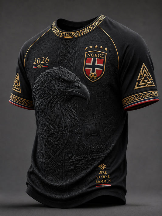 Retro norsk fotballfan-kunsttrykk, avslappet t-skjorte