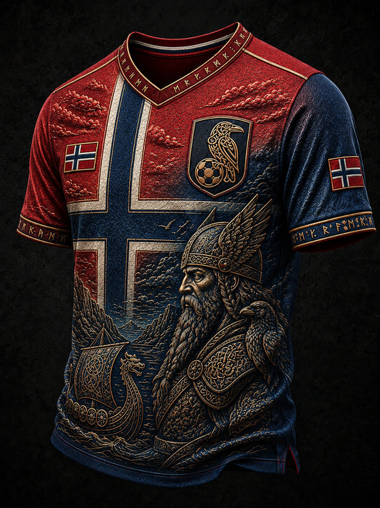 Retro norsk fotballfan-kunsttrykk, avslappet t-skjorte