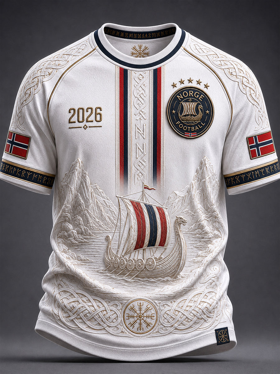 Retro norsk fotballfan-kunsttrykk, avslappet t-skjorte
