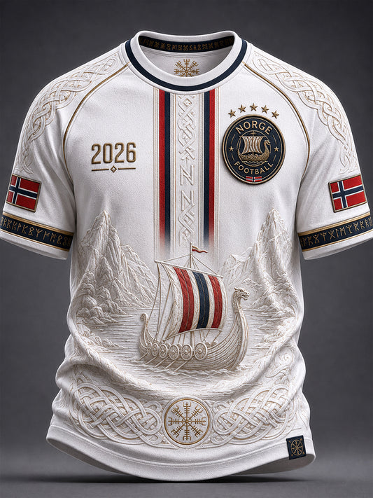 Retro norsk fotballfan-kunsttrykk, avslappet t-skjorte