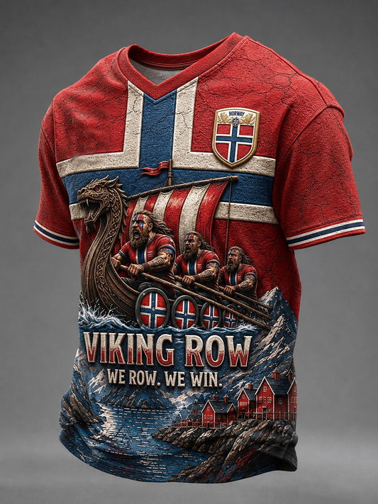 Menns Viking Row Vi Row Vi vinner V-hals T-skjort