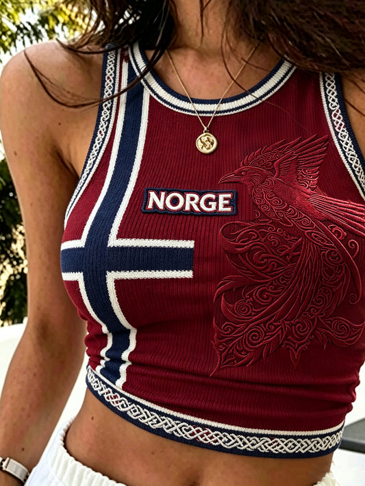 Kvinner Retro norsk viking dyrsmønster trykt Casual Veste