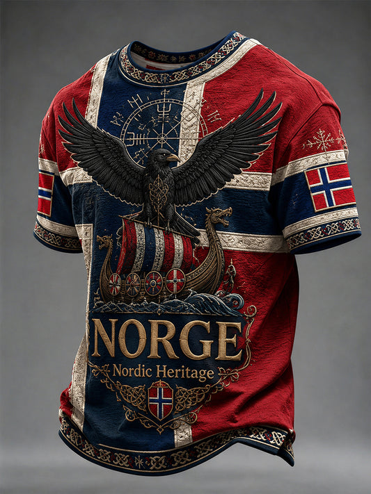 Retro nordisk vikingstil grafisk hverdags-T-skjorte
