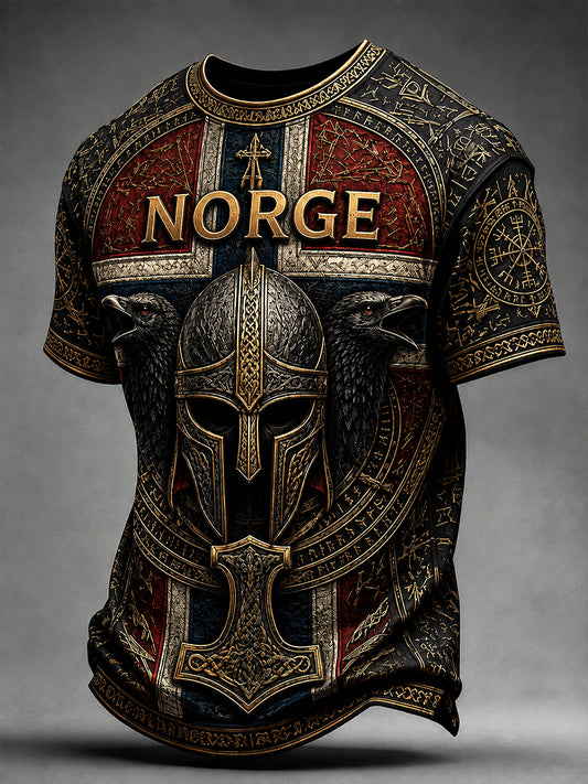 Retro nordisk vikingstil grafisk hverdags-T-skjorte
