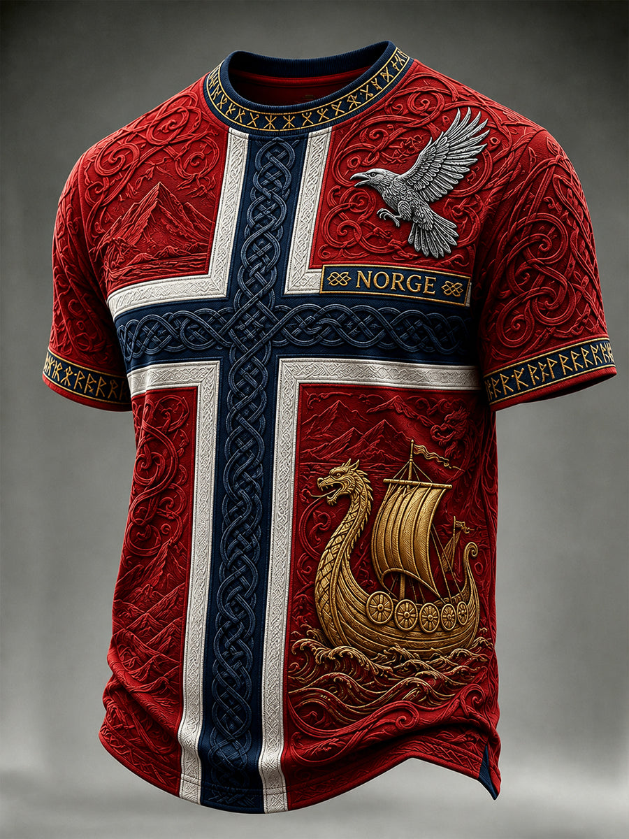 Retro nordisk vikingstil grafisk hverdags-T-skjorte