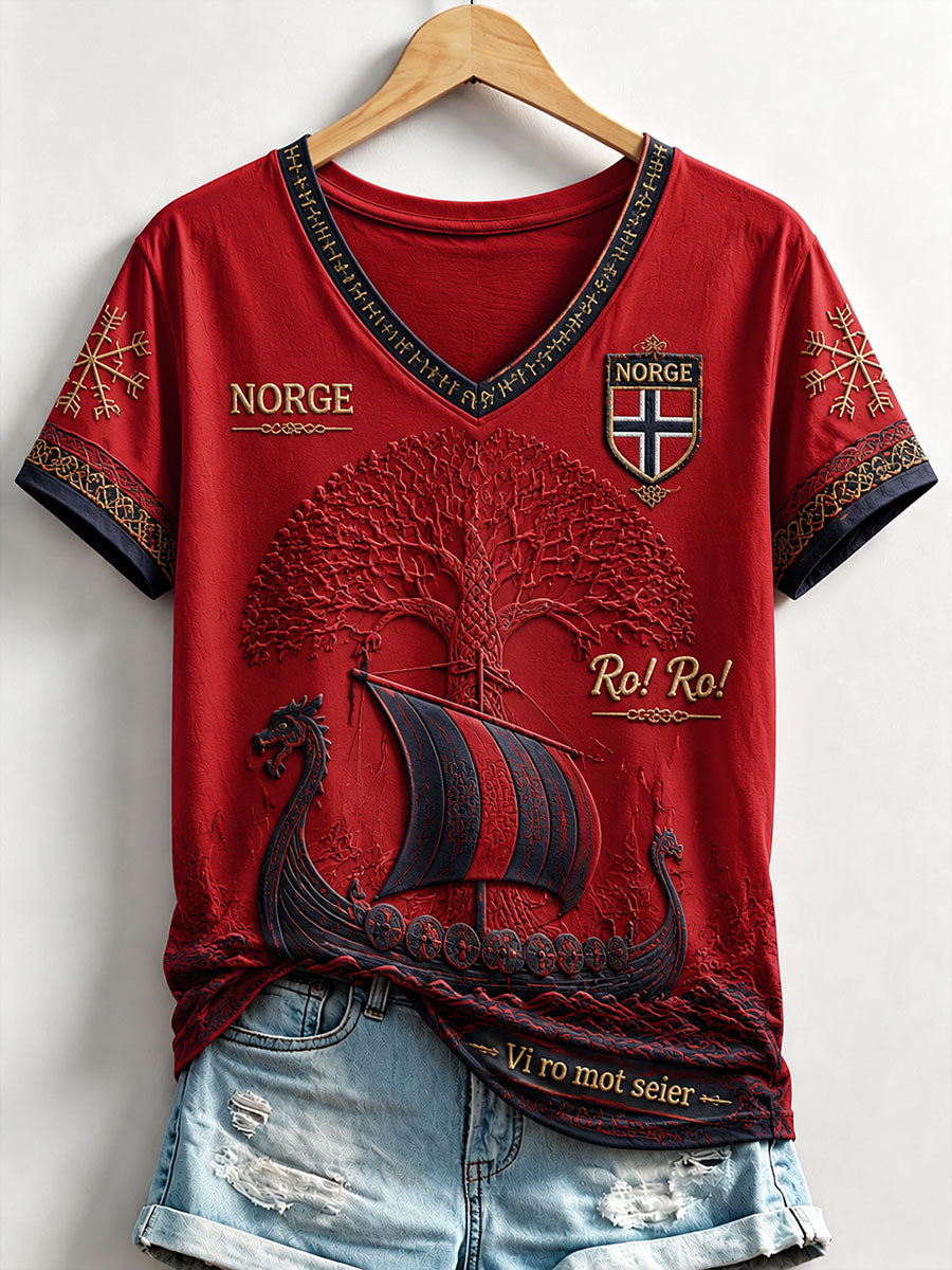 Kvinner Norge Viking V-utringning T-skjorter
