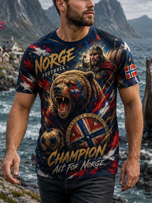 Herrer T-skjorte med norsk viking-inspirert patriotisk kulturkunsttrykk