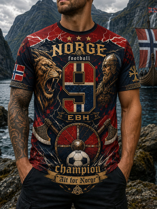 Menns norske vikingtema Patriotisk kulturkunst Print T-skjorte