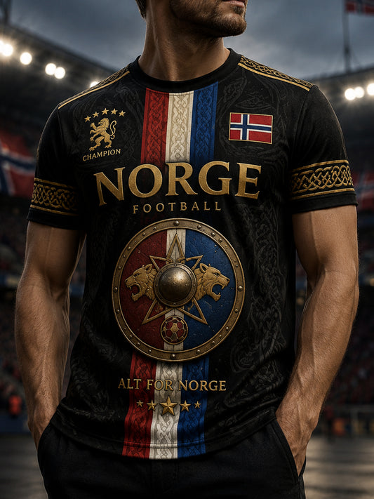 Herrer T-skjorte med norsk viking-inspirert patriotisk kulturkunsttrykk