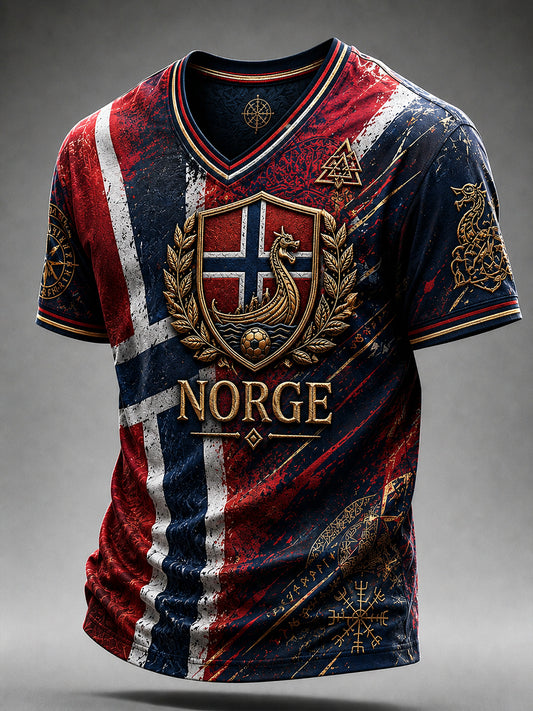 Retro nordisk vikingstil grafisk hverdags-T-skjorte