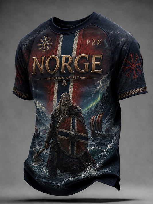 Retro nordisk vikingstil grafisk hverdags-T-skjorte