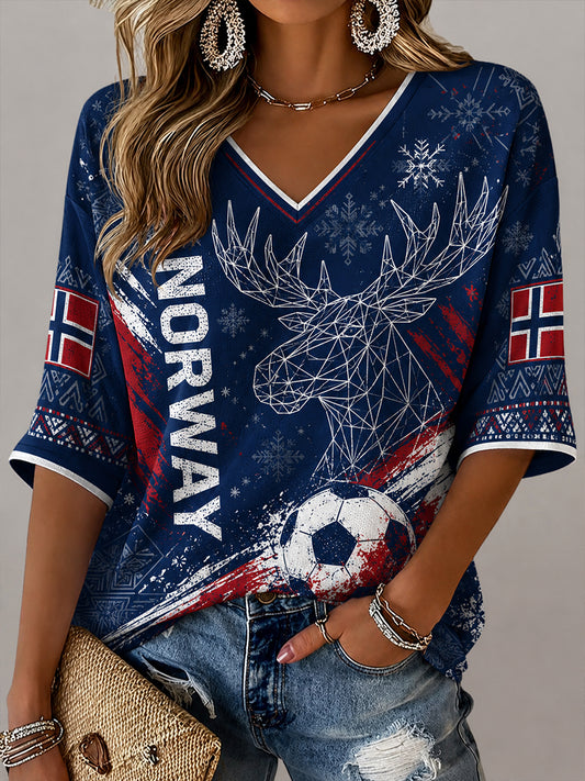 Retro nordisk vikingstil grafisk avslappet topp