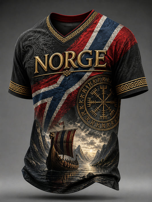 Retro nordisk vikingstil grafisk hverdags-T-skjorte