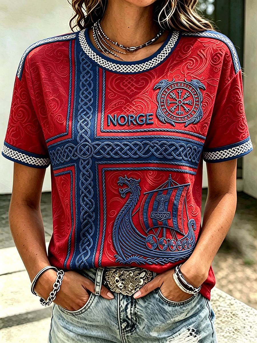 Kvinnernes vikingeskip Inspirert kunst Celtic Print T-shirte