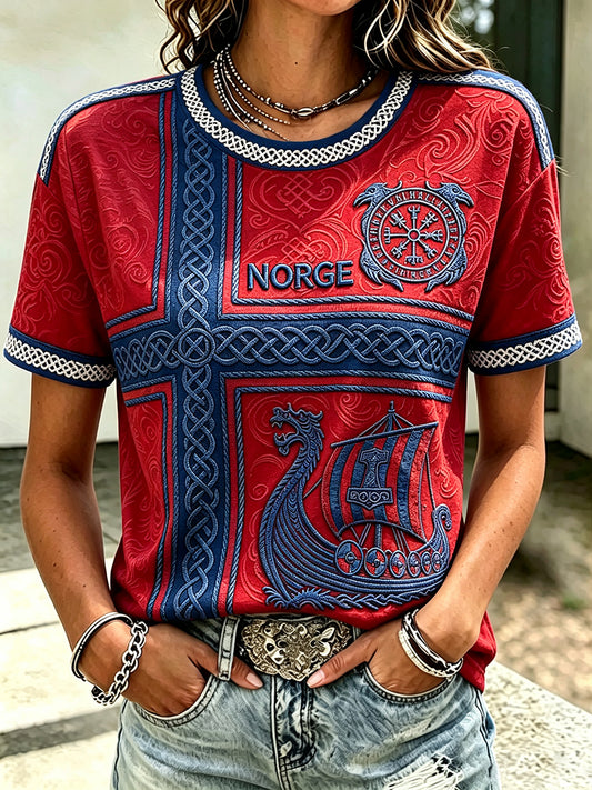 Kvinnernes vikingeskip Inspirert kunst Celtic Print T-shirte