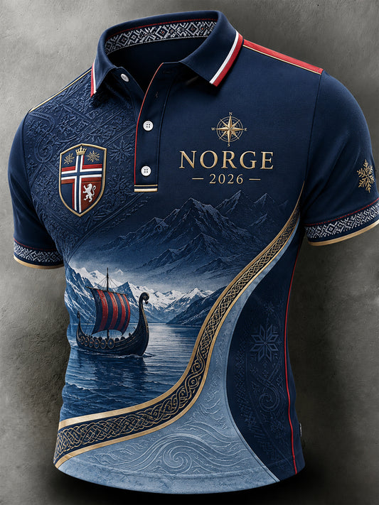 Retro-norsk viking-stil Casual Polo skjorte