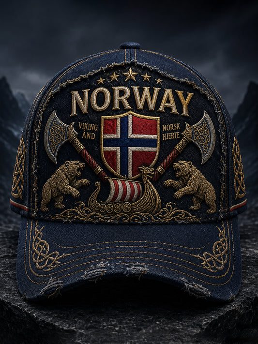 Unisex-norsk vikingtema patriotisk kunst utskriftshatt