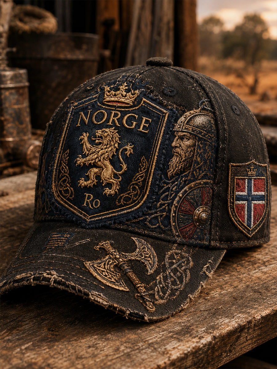 Unisex norsk vikingmotiv med patriotisk kunsttrykk på lue